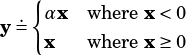    {
y .= αx  wherex <0
    x   wherex ≥0
