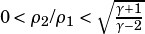 0 <ρ /ρ < √︃-γ+1-
    2  1    γ-2   