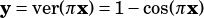 y= ver(πx)= 1-cos(πx)
