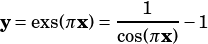 y= exs(πx)= --1----1
           cos(πx)
