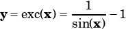             1
y= exc(x)= sin(x)-1
