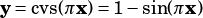 y= cvs(πx)= 1-sin(πx)
