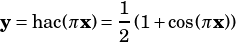             1
y =hac(πx)= -(1+cos(πx))
            2
