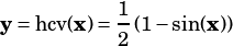            1
y =hcv(x)= -(1-sin(x))
           2
