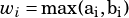 wi =max(ai,bi)